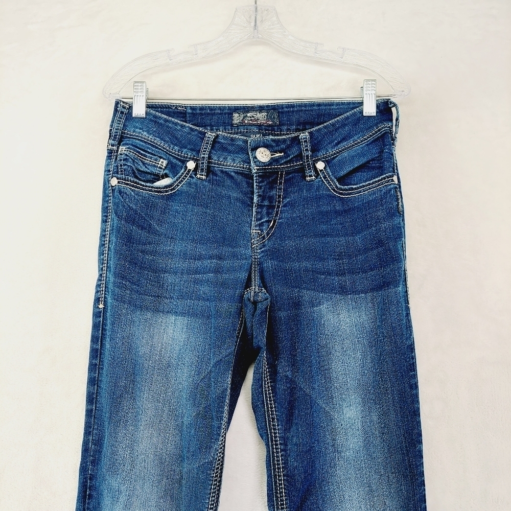 Silver Jeans Suki Mid Slim Boot Blue Casual Denim Jeans P2410 - Picture 4 of 11